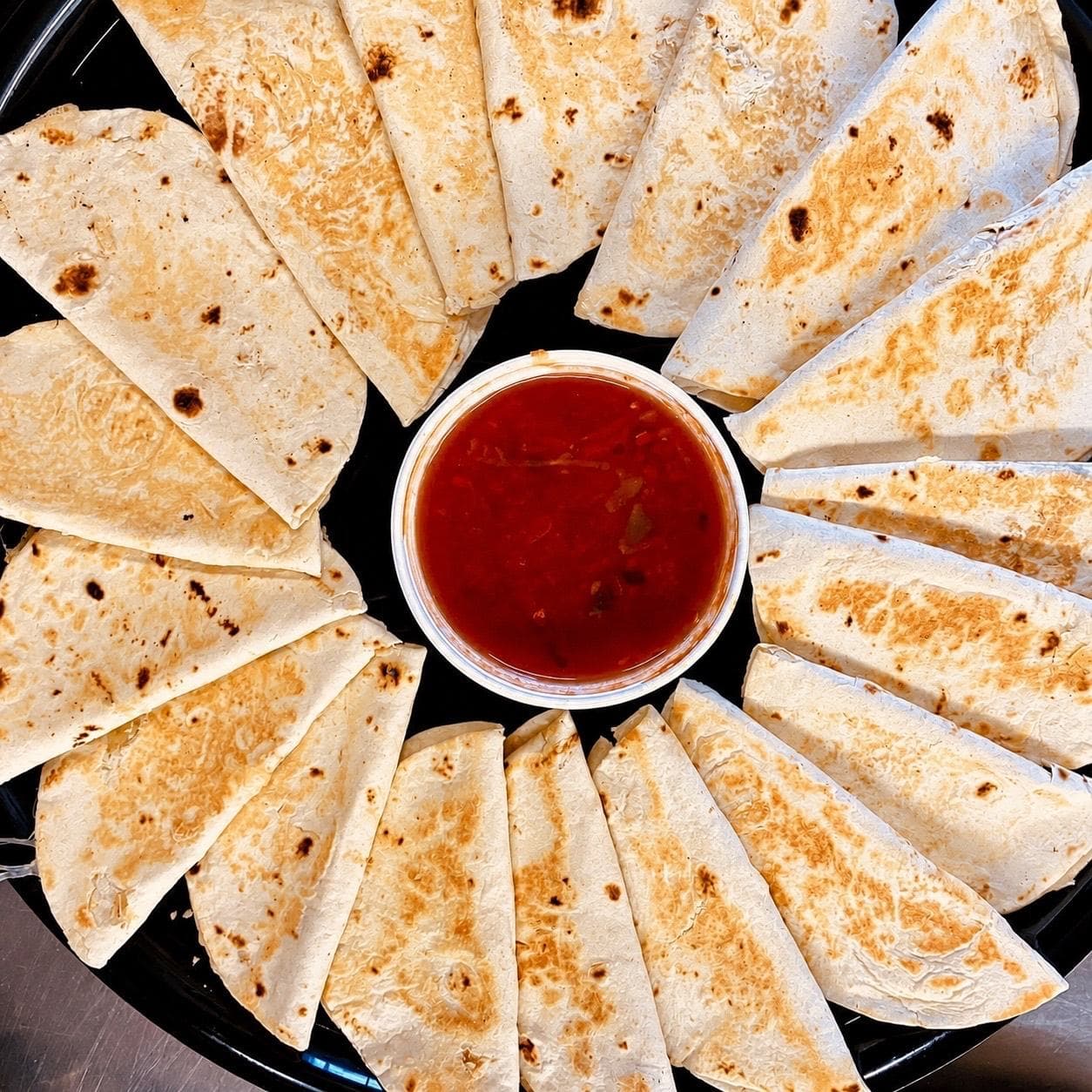 Quesadilla party tray prepared for an El Charro Cafe event