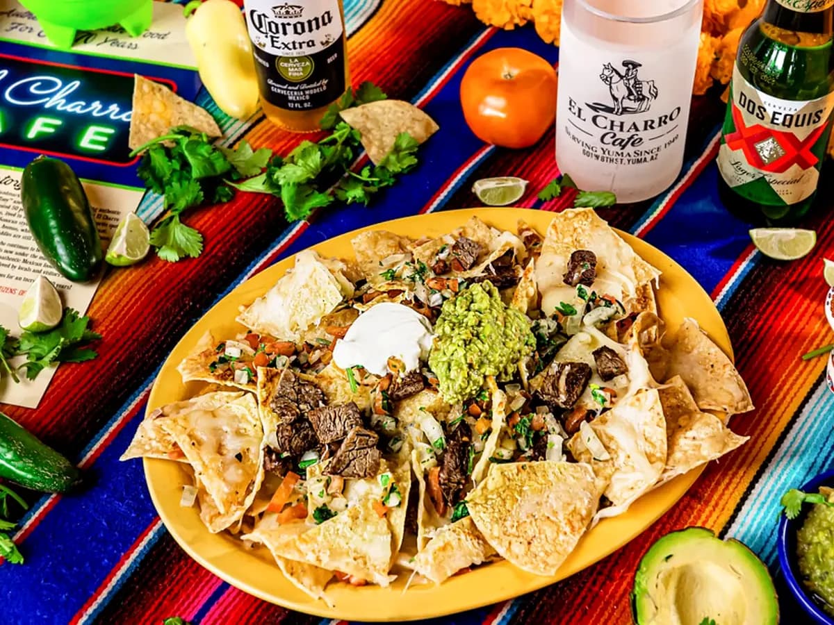 El Charro Cafe Mexican food table for weekend specials